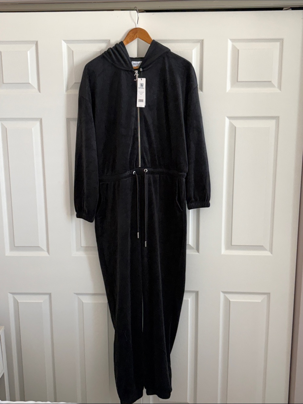 Juicy Couture Black Velour Hoodie Jumpsuit with Logo - Picture 3 of 10